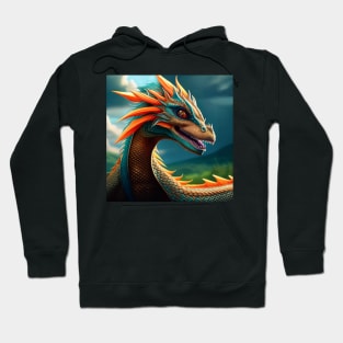 Ancient Blue and Orange Dragon Hoodie